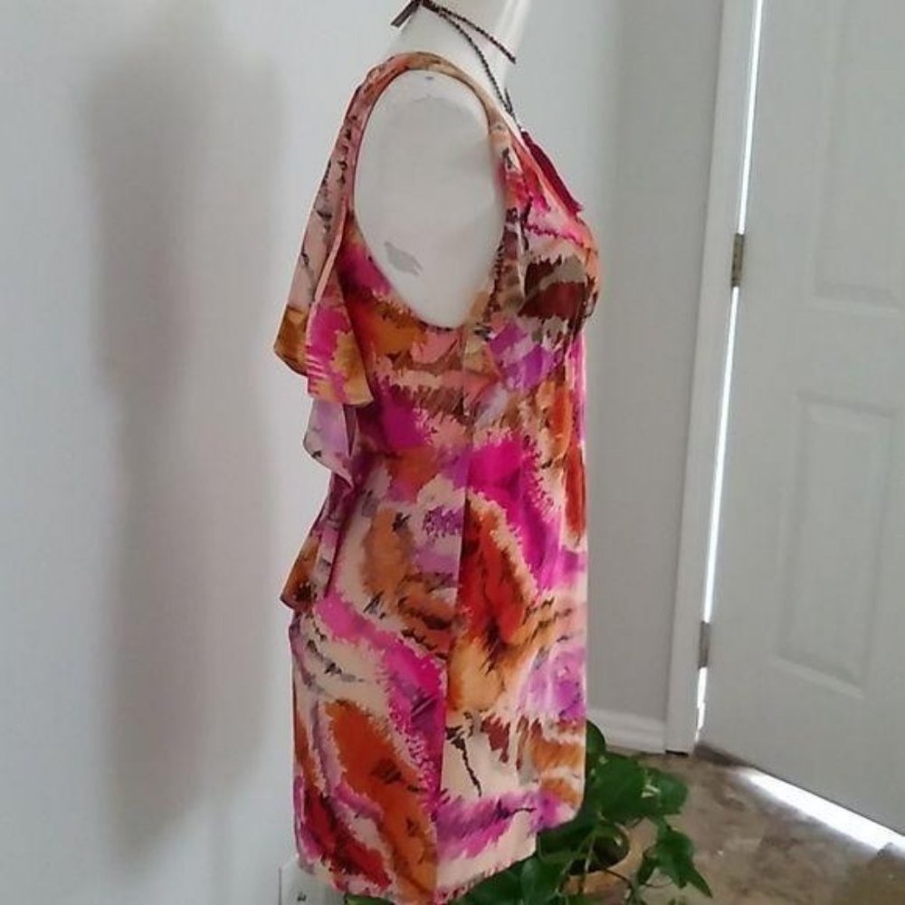 Ali Ro Fitted Dress Ruffled Multi Colored - Picture 3 of 8
